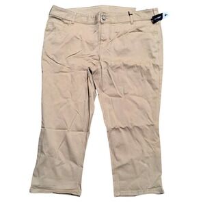 Lane Bryant Plus 26 4X Khaki Tan Print Crop Capri Pants Trousers Genius Fit